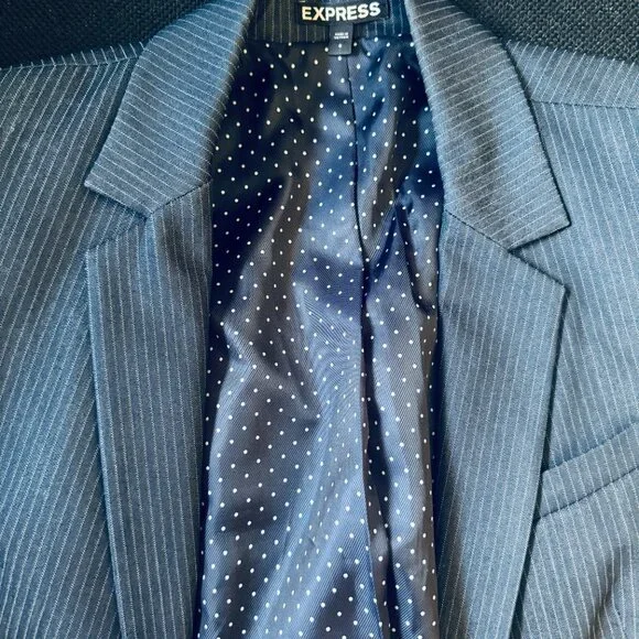 Express Navy Pinstripe Blazer 6 - Picture 4 of 7